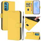 For Motorola Edge 30 Skin Feel Solid Color Leather Phone Case with Lanyard(Lemon Yellow) - 1