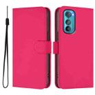 For Motorola Edge 30 Skin Feel Solid Color Leather Phone Case with Lanyard(Rose Red) - 2