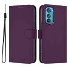 For Motorola Edge 30 Skin Feel Solid Color Leather Phone Case with Lanyard(Violet) - 2