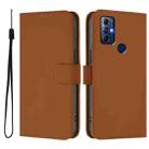 For Motorola Moto G Play 2022 Skin Feel Solid Color Leather Phone Case with Lanyard(Brown) - 2