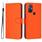 For Motorola Moto G Play 2022 Skin Feel Solid Color Leather Phone Case with Lanyard(Orange) - 2