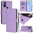 For Motorola Moto G Play 2022 Skin Feel Solid Color Leather Phone Case with Lanyard(Lavender Purple) - 1