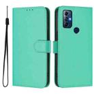 For Motorola Moto G Play 2022 Skin Feel Solid Color Leather Phone Case with Lanyard(Green) - 2