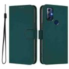 For Motorola Moto G Play 2022 Skin Feel Solid Color Leather Phone Case with Lanyard(Dark Green) - 2