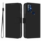 For Motorola Moto G Play 2022 Skin Feel Solid Color Leather Phone Case with Lanyard(Black) - 2