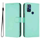 For Motorola Moto G Play 2022 Skin Feel Solid Color Leather Phone Case with Lanyard(Mint Green) - 2