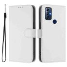 For Motorola Moto G Play 2022 Skin Feel Solid Color Leather Phone Case with Lanyard(White) - 2