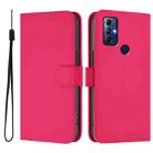 For Motorola Moto G Play 2022 Skin Feel Solid Color Leather Phone Case with Lanyard(Rose Red) - 2