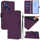 For Motorola Moto G Play 2022 Skin Feel Solid Color Leather Phone Case with Lanyard(Violet) - 1