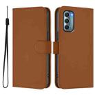 For Motorola Moto G Stylus 5G 2022 Skin Feel Solid Color Leather Phone Case with Lanyard(Brown) - 2