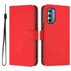 For Motorola Moto G Stylus 5G 2022 Skin Feel Solid Color Leather Phone Case with Lanyard(Red) - 2