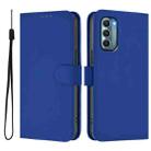 For Motorola Moto G Stylus 5G 2022 Skin Feel Solid Color Leather Phone Case with Lanyard(Dark Blue) - 2