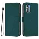 For Motorola Moto G Stylus 5G 2022 Skin Feel Solid Color Leather Phone Case with Lanyard(Dark Green) - 2