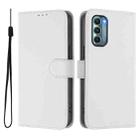 For Motorola Moto G Stylus 5G 2022 Skin Feel Solid Color Leather Phone Case with Lanyard(White) - 2