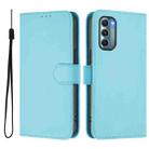 For Motorola Moto G Stylus 5G 2022 Skin Feel Solid Color Leather Phone Case with Lanyard(Sky Blue) - 2