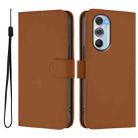 For Motorola Edge X30 5G / 30 Pro Skin Feel Solid Color Leather Phone Case with Lanyard(Brown) - 2