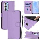 For Motorola Edge X30 5G / 30 Pro Skin Feel Solid Color Leather Phone Case with Lanyard(Lavender Purple) - 1