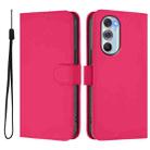 For Motorola Edge X30 5G / 30 Pro Skin Feel Solid Color Leather Phone Case with Lanyard(Rose Red) - 2