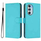 For Motorola Edge X30 5G / 30 Pro Skin Feel Solid Color Leather Phone Case with Lanyard(Lake Blue) - 2