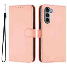 For Motorola Edge S30 / Moto G200 5G Skin Feel Solid Color Leather Phone Case with Lanyard(Pink) - 2