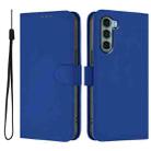 For Motorola Edge S30 / Moto G200 5G Skin Feel Solid Color Leather Phone Case with Lanyard(Dark Blue) - 2