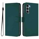 For Motorola Edge S30 / Moto G200 5G Skin Feel Solid Color Leather Phone Case with Lanyard(Dark Green) - 2