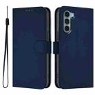 For Motorola Edge S30 / Moto G200 5G Skin Feel Solid Color Leather Phone Case with Lanyard(Navy Blue) - 2