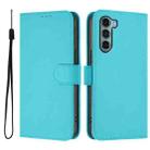 For Motorola Edge S30 / Moto G200 5G Skin Feel Solid Color Leather Phone Case with Lanyard(Lake Blue) - 2