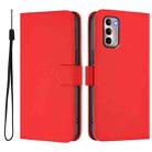 For Motorola Moto G Stylus 4G 2022 Skin Feel Solid Color Leather Phone Case with Lanyard(Red) - 2