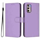 For Motorola Moto G Stylus 4G 2022 Skin Feel Solid Color Leather Phone Case with Lanyard(Lavender Purple) - 2