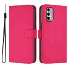 For Motorola Moto G Stylus 4G 2022 Skin Feel Solid Color Leather Phone Case with Lanyard(Rose Red) - 2