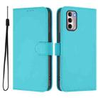 For Motorola Moto G Stylus 4G 2022 Skin Feel Solid Color Leather Phone Case with Lanyard(Lake Blue) - 2