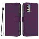 For Motorola Moto G Stylus 4G 2022 Skin Feel Solid Color Leather Phone Case with Lanyard(Violet) - 2