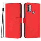 For Motorola Moto E20 / E30 / E40 Skin Feel Solid Color Leather Phone Case with Lanyard(Red) - 2