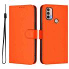 For Motorola Moto E20 / E30 / E40 Skin Feel Solid Color Leather Phone Case with Lanyard(Orange) - 2