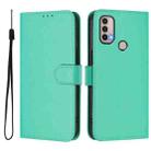 For Motorola Moto E20 / E30 / E40 Skin Feel Solid Color Leather Phone Case with Lanyard(Green) - 2