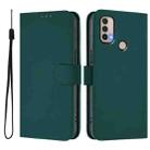 For Motorola Moto E20 / E30 / E40 Skin Feel Solid Color Leather Phone Case with Lanyard(Dark Green) - 2