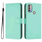 For Motorola Moto E20 / E30 / E40 Skin Feel Solid Color Leather Phone Case with Lanyard(Mint Green) - 2