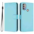 For Motorola Moto E20 / E30 / E40 Skin Feel Solid Color Leather Phone Case with Lanyard(Sky Blue) - 2