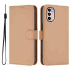 For Motorola Moto G31 4G Global Skin Feel Solid Color Leather Phone Case with Lanyard(Nude) - 2