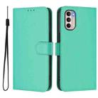 For Motorola Moto G31 4G Global Skin Feel Solid Color Leather Phone Case with Lanyard(Green) - 2