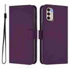 For Motorola Moto G31 4G Global Skin Feel Solid Color Leather Phone Case with Lanyard(Violet) - 2