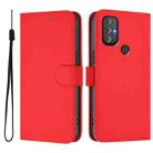 For Motorola Moto G Power 2022 Skin Feel Solid Color Leather Phone Case with Lanyard(Red) - 2