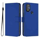 For Motorola Moto G Power 2022 Skin Feel Solid Color Leather Phone Case with Lanyard(Dark Blue) - 2