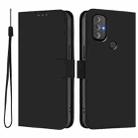 For Motorola Moto G Power 2022 Skin Feel Solid Color Leather Phone Case with Lanyard(Black) - 2