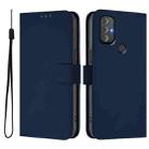 For Motorola Moto G Power 2022 Skin Feel Solid Color Leather Phone Case with Lanyard(Navy Blue) - 2