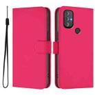 For Motorola Moto G Power 2022 Skin Feel Solid Color Leather Phone Case with Lanyard(Rose Red) - 2