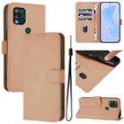 For Motorola Moto G Stylus 5G 2021 Skin Feel Solid Color Leather Phone Case with Lanyard(Nude) - 1