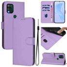 For Motorola Moto G Stylus 5G 2021 Skin Feel Solid Color Leather Phone Case with Lanyard(Lavender Purple) - 1