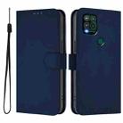 For Motorola Moto G Stylus 5G 2021 Skin Feel Solid Color Leather Phone Case with Lanyard(Navy Blue) - 2